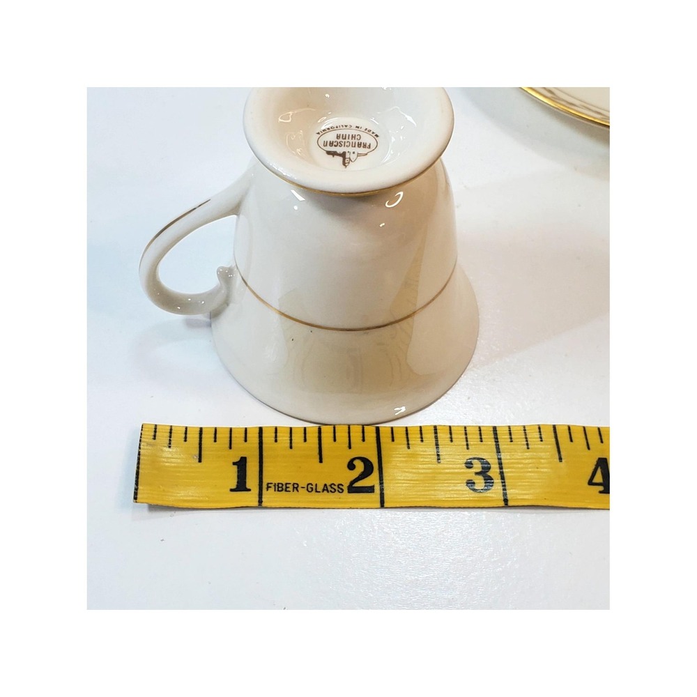 Vtg Franciscan Beverly Demitasse Cup and Saucer Gold Trim Made in California MCM - Picture 8 of 10